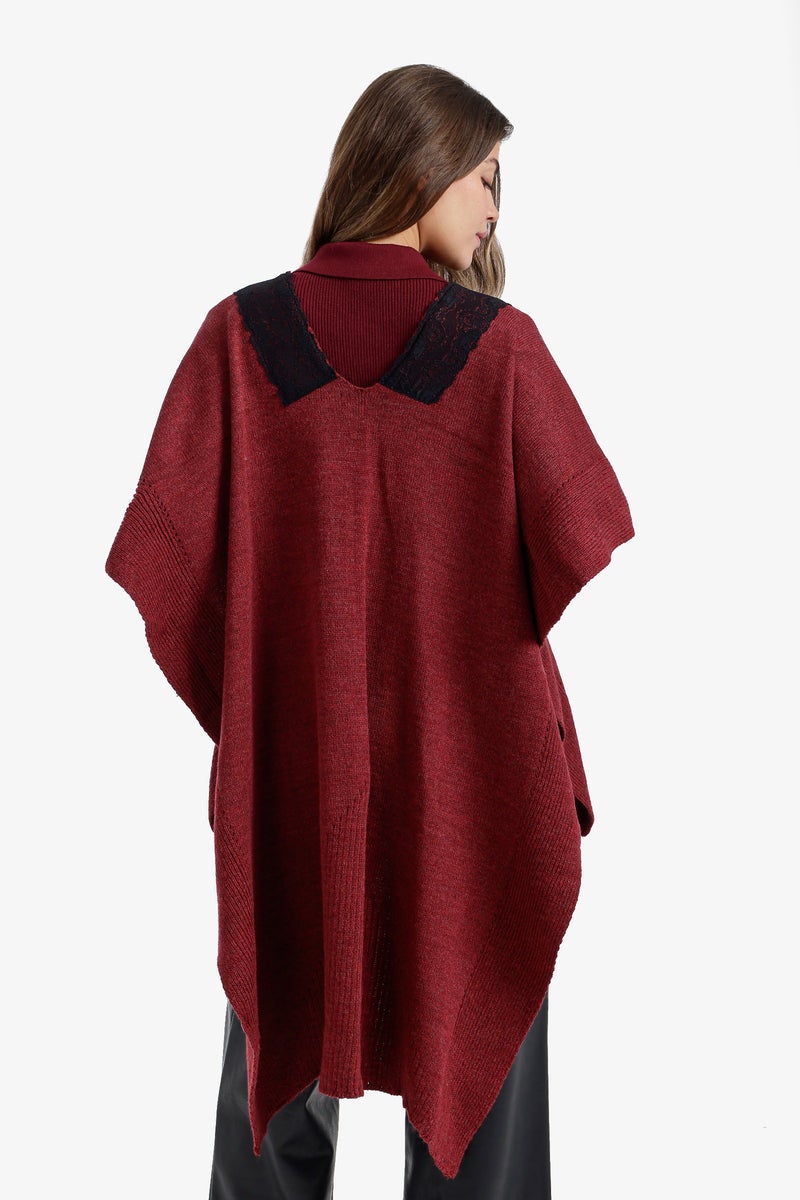 Carina Lace-Trim Asymmetric Poncho - Image 3